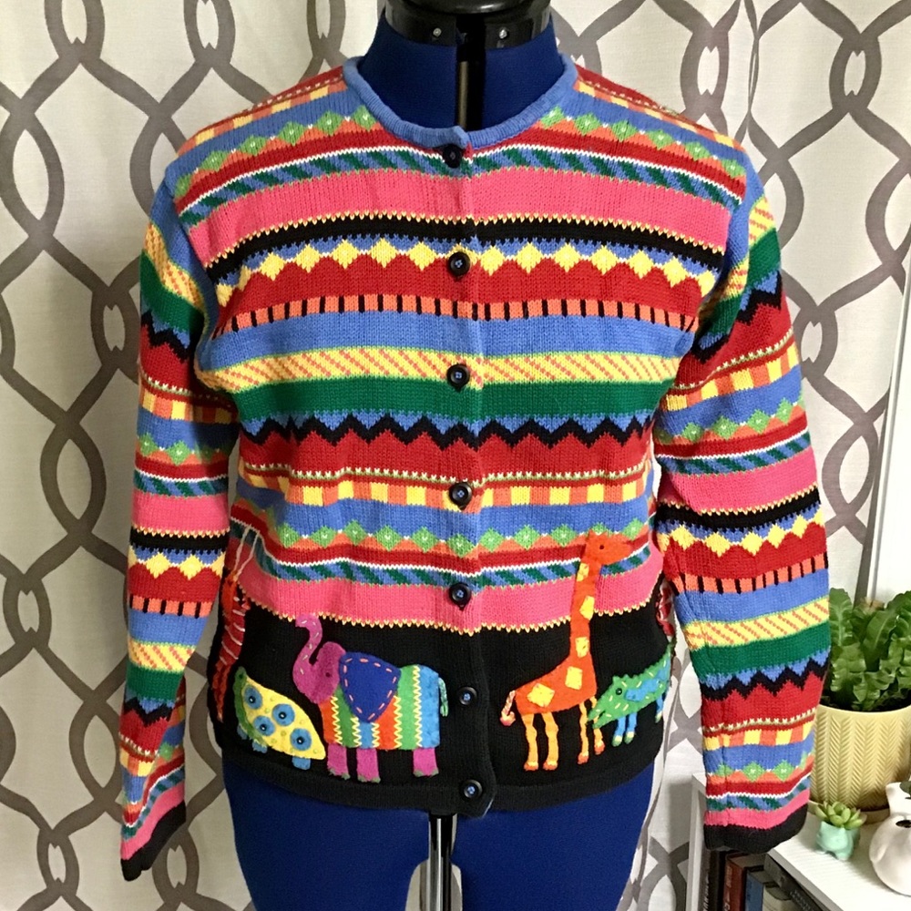 Fun Vintage Colorful Cardigan